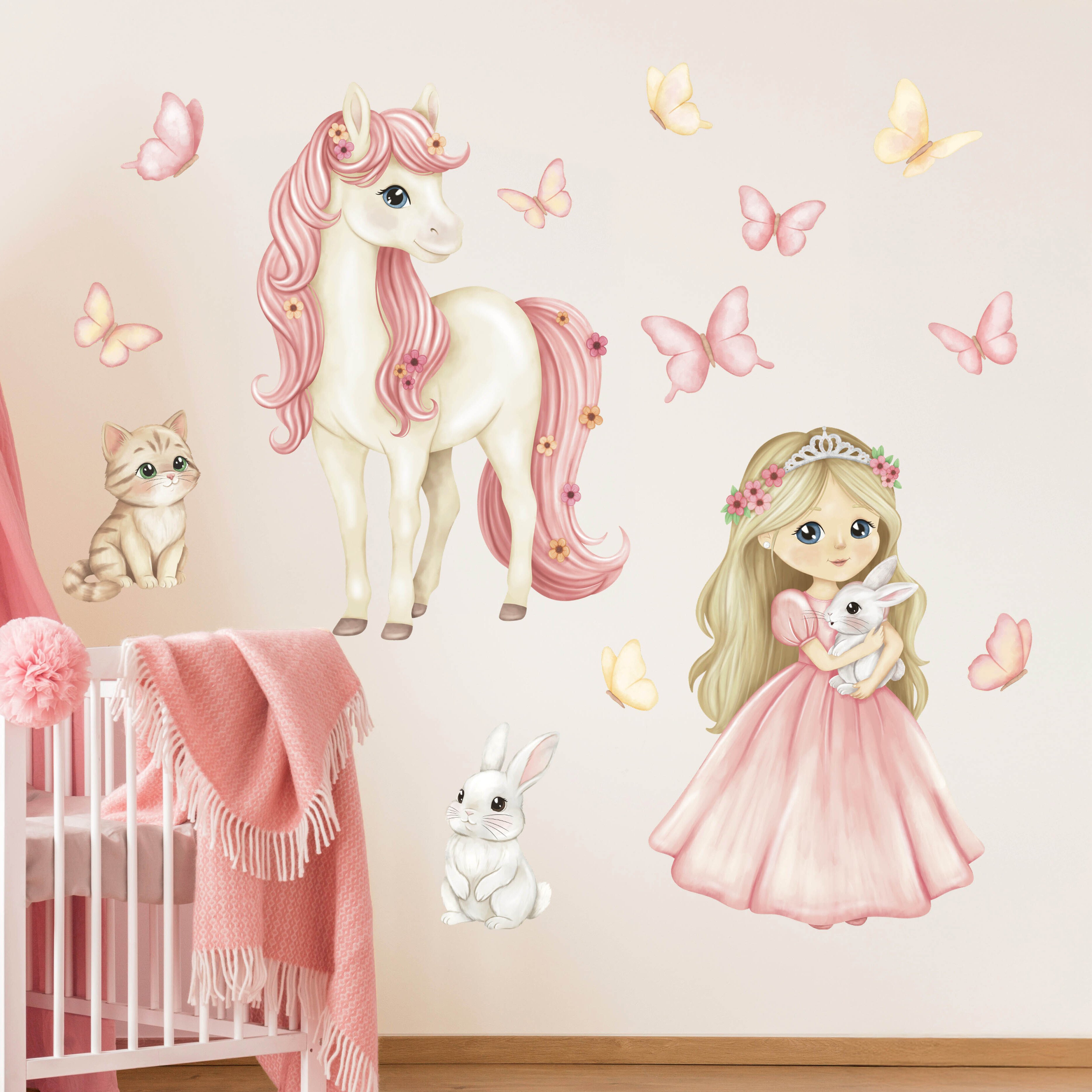 Wallstickers Prinsesse og Hest XL – Sett 10stk | ØKO Veggklistremerker Barnerom, MD00819