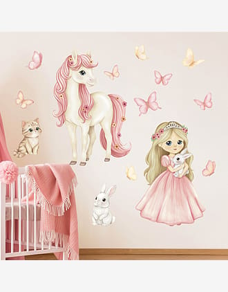 Wallstickers Prinsesse og Hest XL - Sett 10stk | ØKO Veggklistremerker Barnerom, MD00819