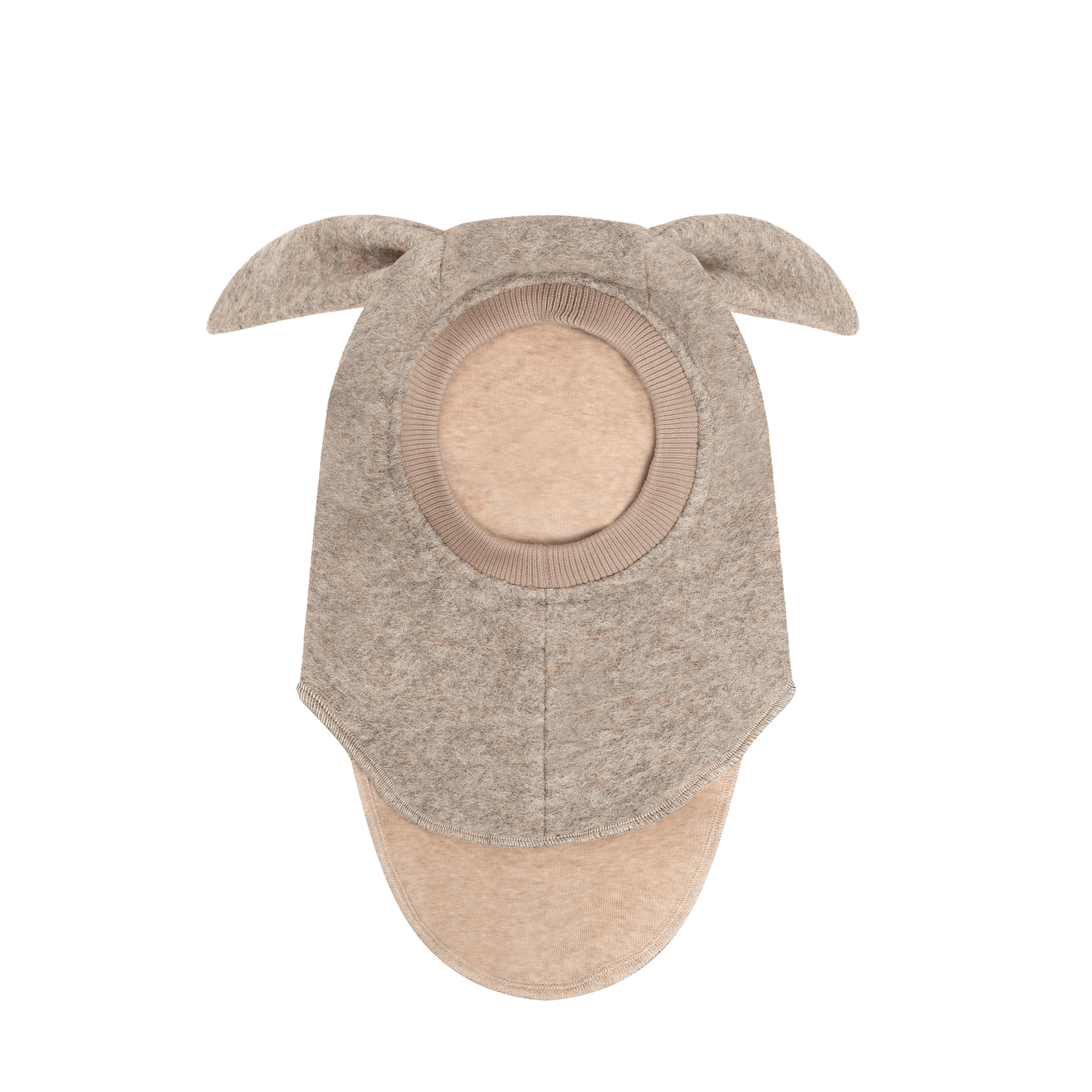 Balaclava Ull 2-lags – Kaninører, Børstet Ullfleece | Ears Wool, Beige - Camel Melange