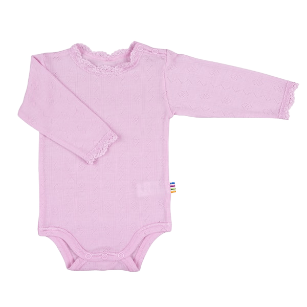 Body Langermet – Ull 85%, Silke 15% – Pointelle, Lys Rosa