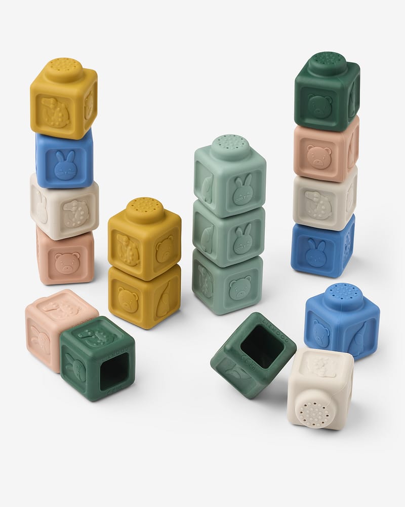Byggeklosser i silikon, 18 stk - Stable- og Badeleke | Veda Multifunctional Building Blocks 18-pack