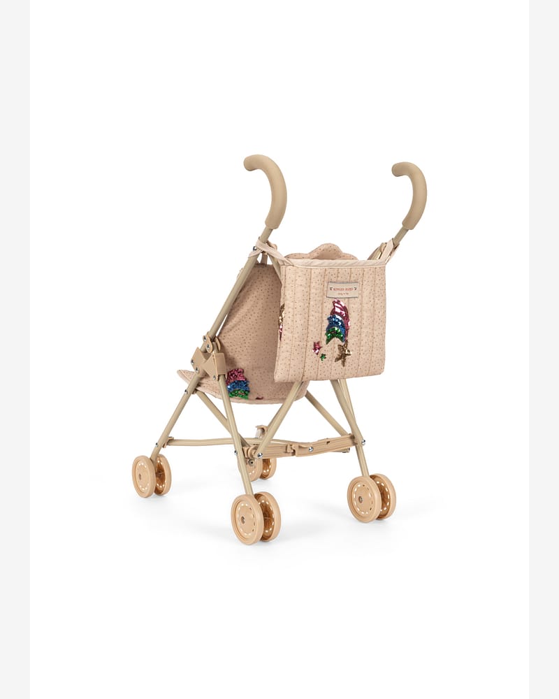 Dukkevogn m/ Glitrende Paljetter - Trille m/ Stelleveske | Tulle Doll Stroller