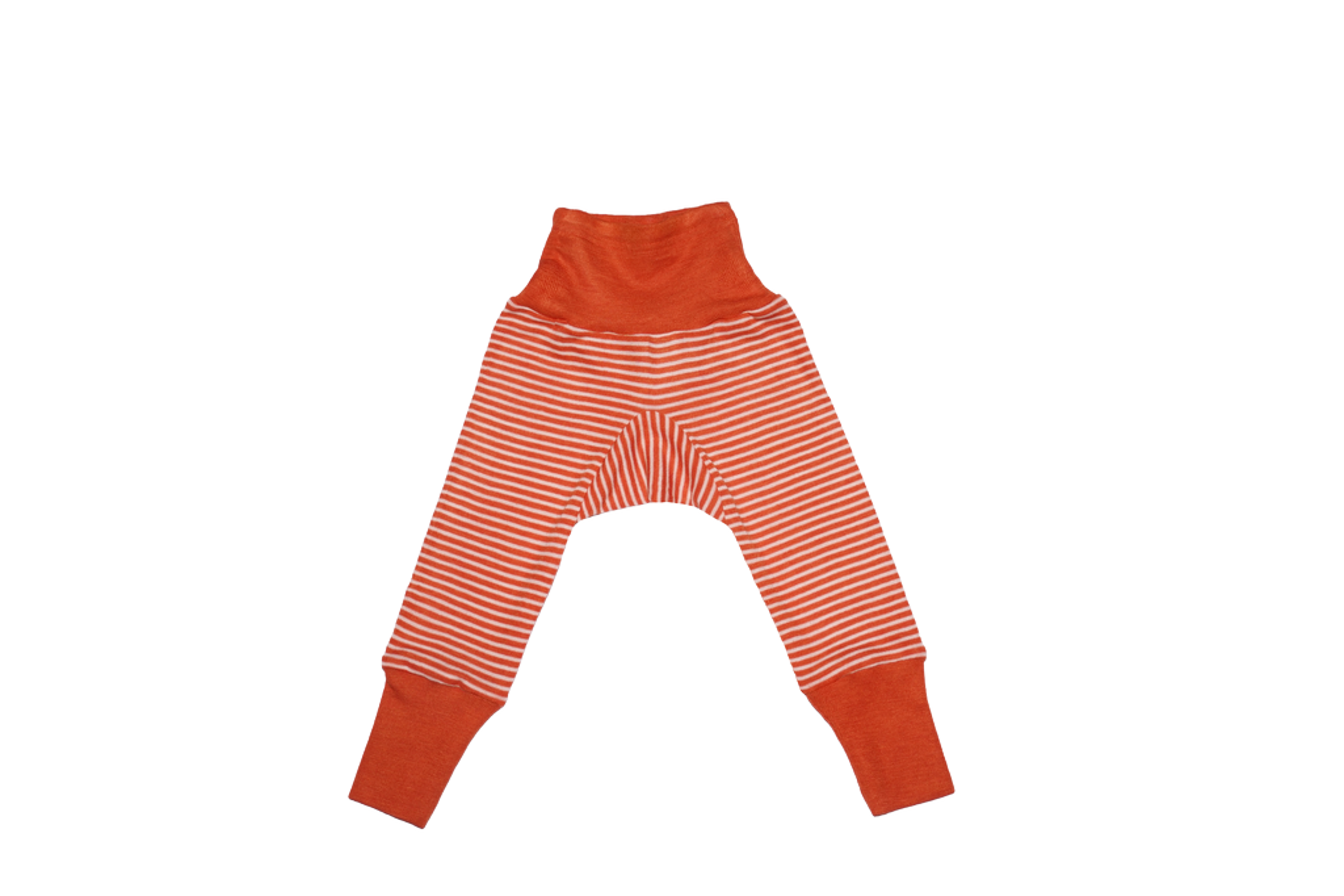 Ullbukse m/ dobbelt liv – 70% Merino, 30% Silke – Ubehandlet Ull, Orange Striper