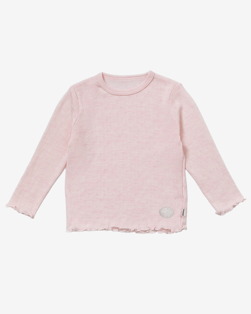 Ulltrøye m/ Volanger - Tynn ullkvalitet - 100% Merino, Pointelle