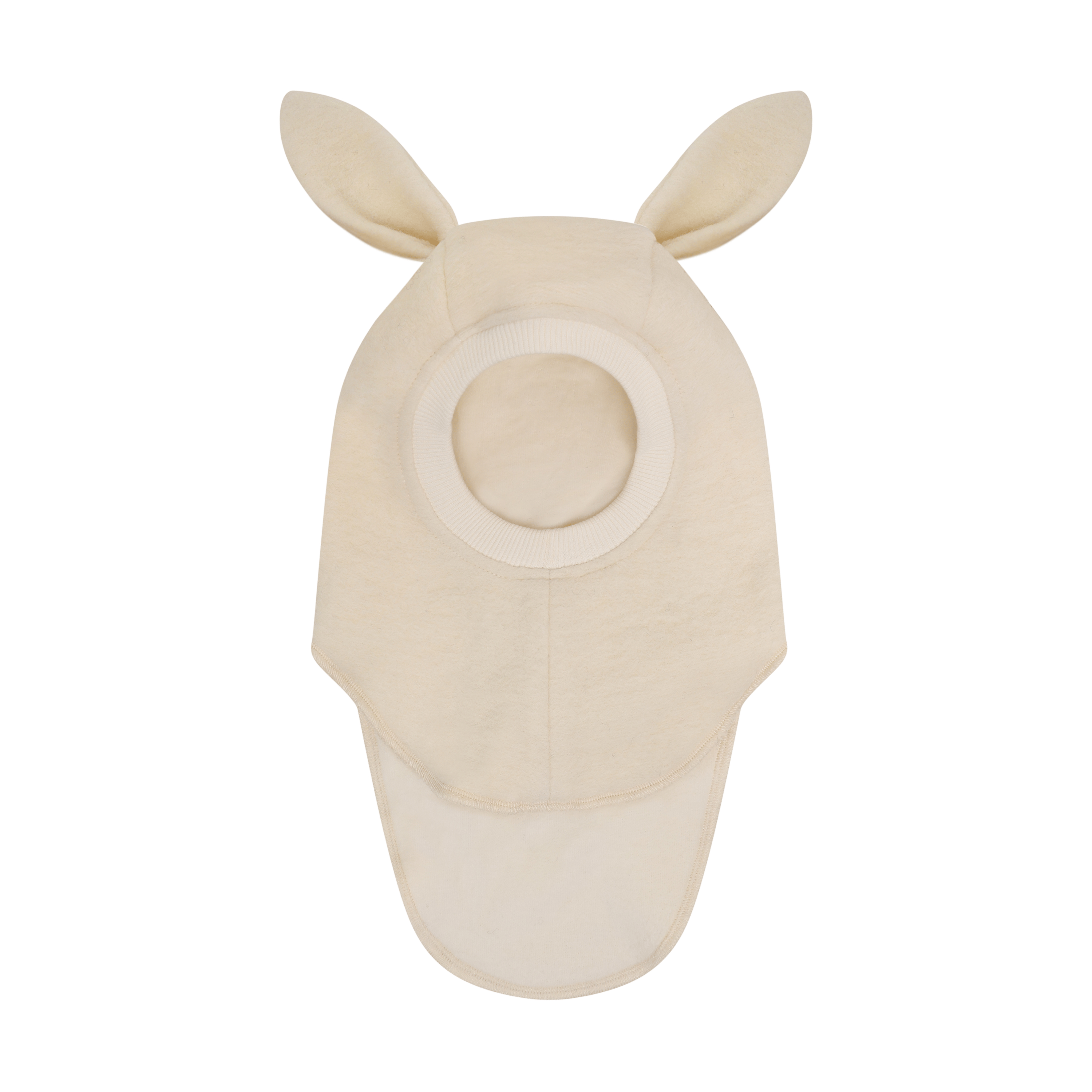 Balaclava Ull 2-lags – Kaninører, Børstet Ullfleece | Ears Wool, Kremhvit - Tofu