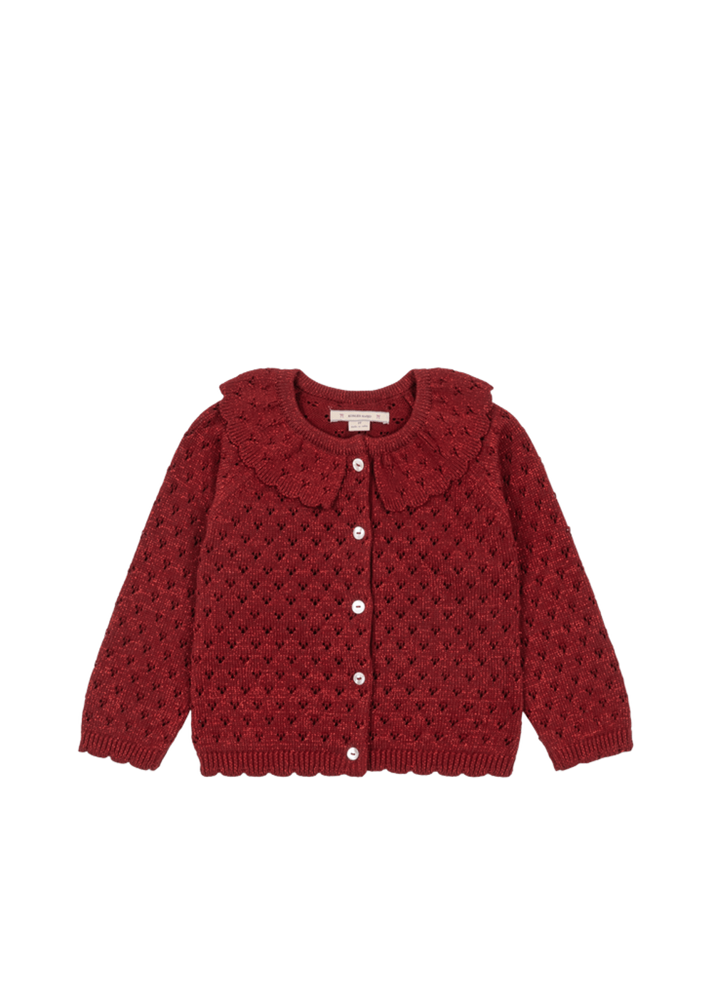 Ullcardigan m/ Glitter – Øko Bomull | Holiday Cardigan, Rød - Red Dahlia