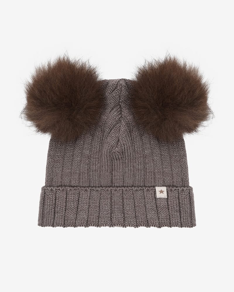 Lue med to Alpakkadusker - 100% Merinoull | Hat Knit Alpaca Pompoms