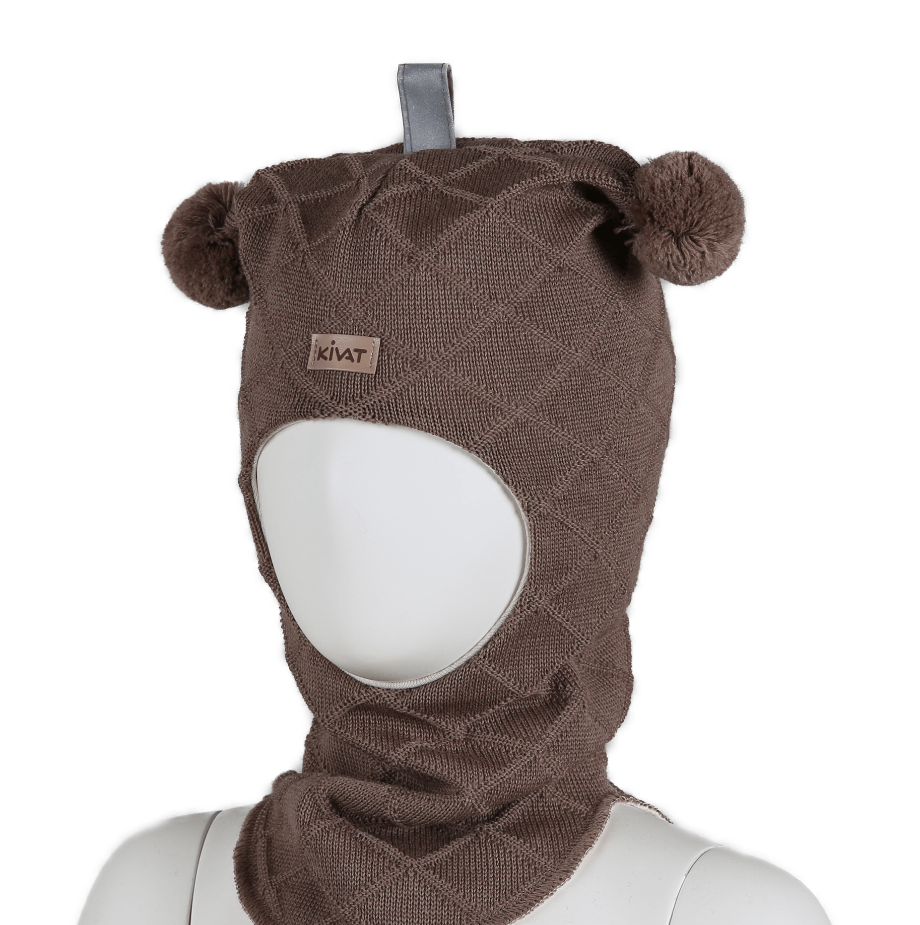 Balaclava Ull m/ Øko Bomullsjersey fôr og Vindstopper | Ubehandlet Ull, Mocha