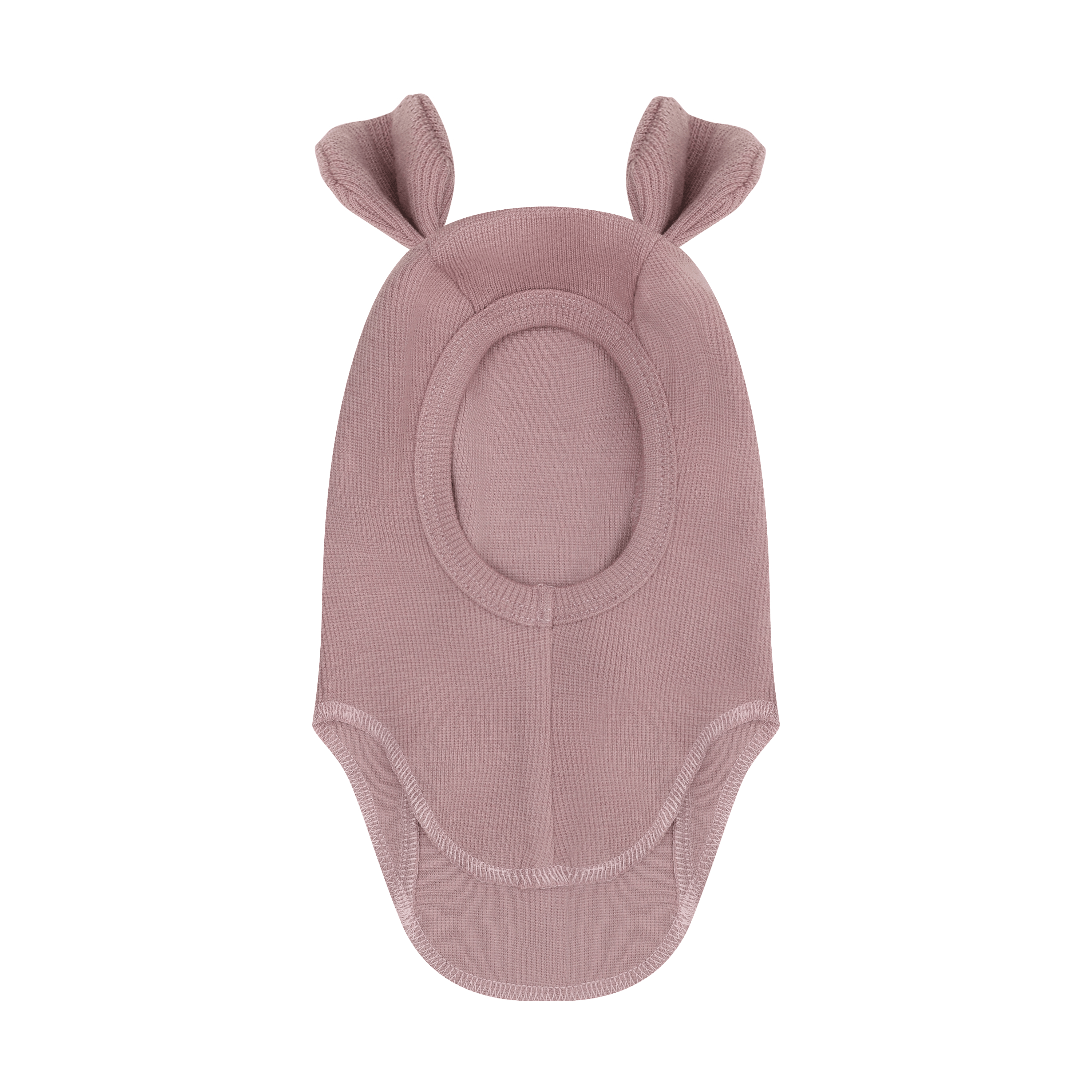 Balaclava Ull med Bamseører – 97% Merino, 3% Elastan, Tynn ullkvalitet | Balaclava Ears Wool Rib, Woodrose - Rosa