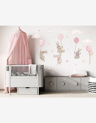 Wallstickers Kaniner med Ballonger - ØKO Veggklistremerker Barnerom | 30pk, MD00622