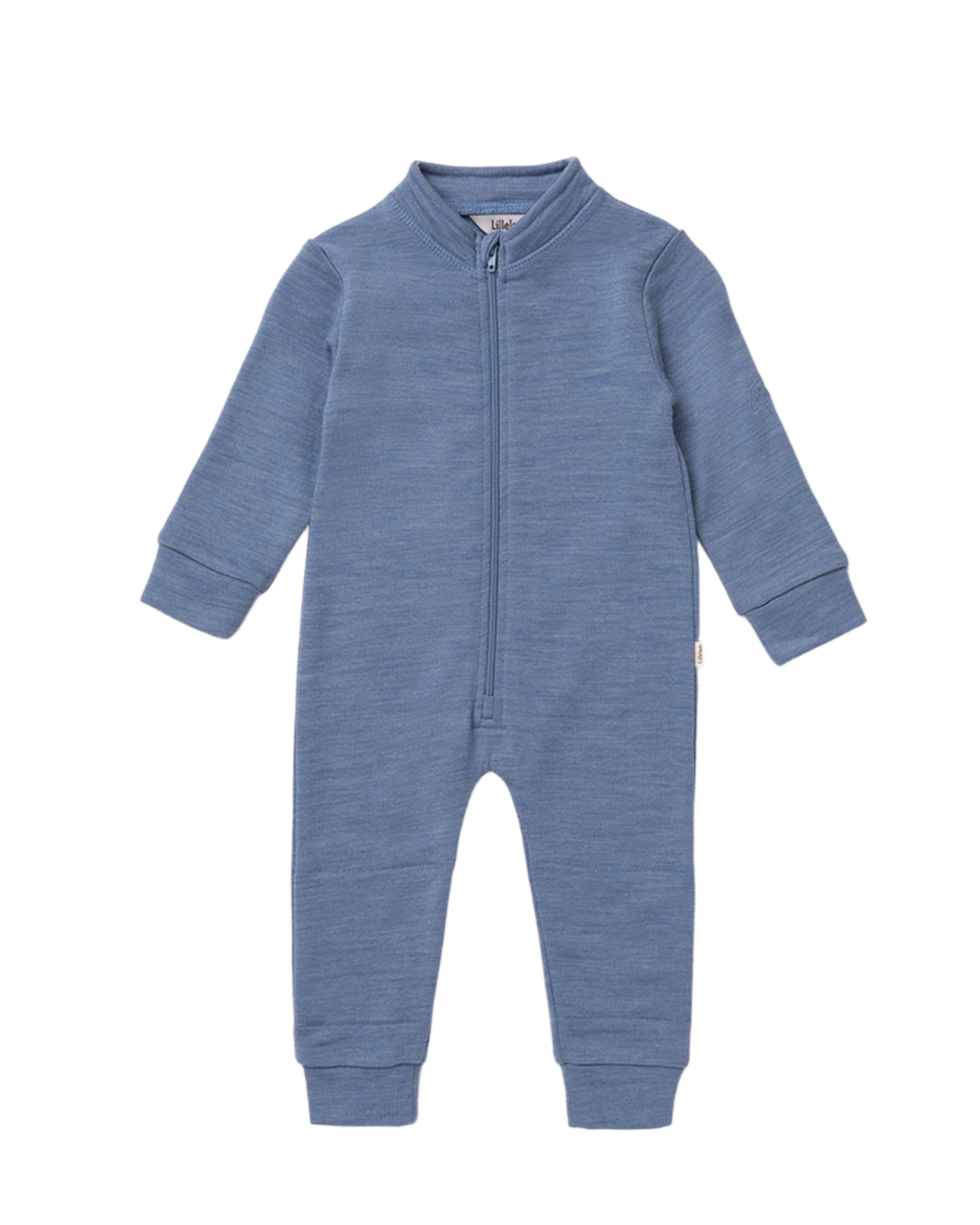 Ulldress i glatt ullfleece – Forsterkning på knærne | Sparkedress Active, Mellomblå