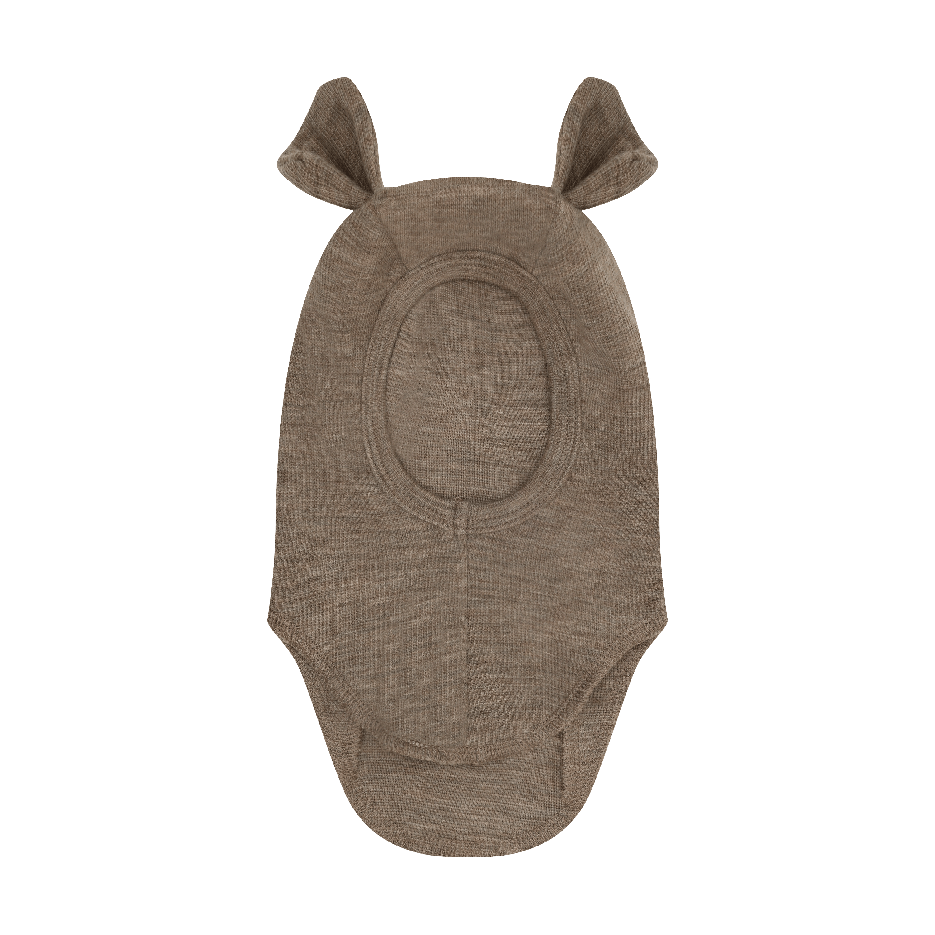 Balaclava Ull med Bamseører – 97% Merino, 3% Elastan, Tynn ullkvalitet | Balaclava Ears Wool Rib, Lys Brun - Savannah Melange