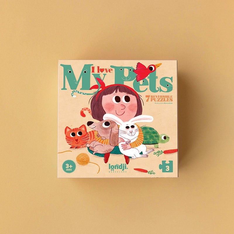 Puslespill 7i1 “I Love My Pets”- Puslespill Barn 3år+ | Vendbare puslespill