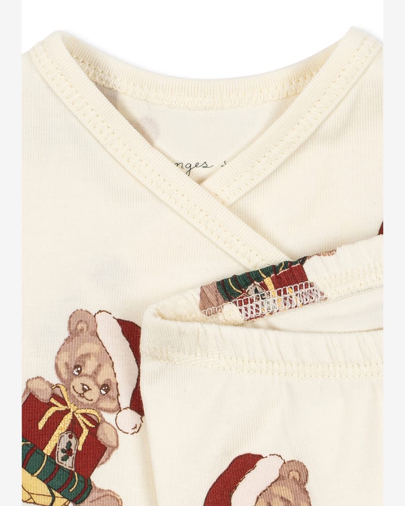 Pysjamas Baby m/ Omslasbogy - Body og Bukse - Øko Bomull | Julepysj Basic Body/Pants Set