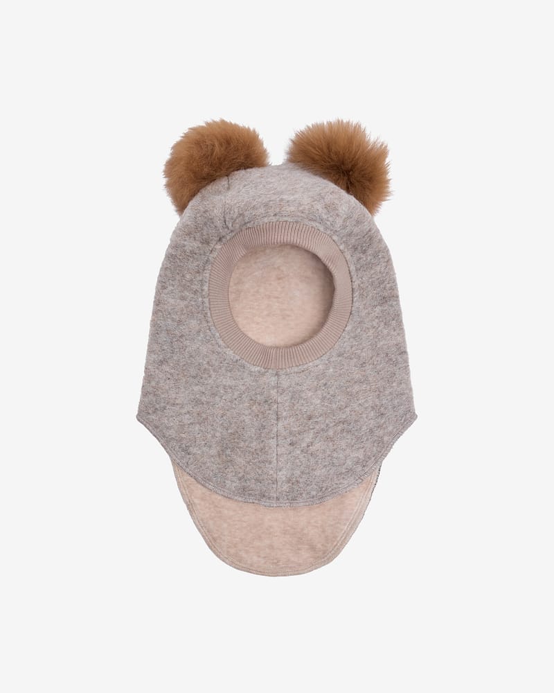 Balaclava Ull 2-Lags - Børstet Ullfleece | Alpaca Pompoms