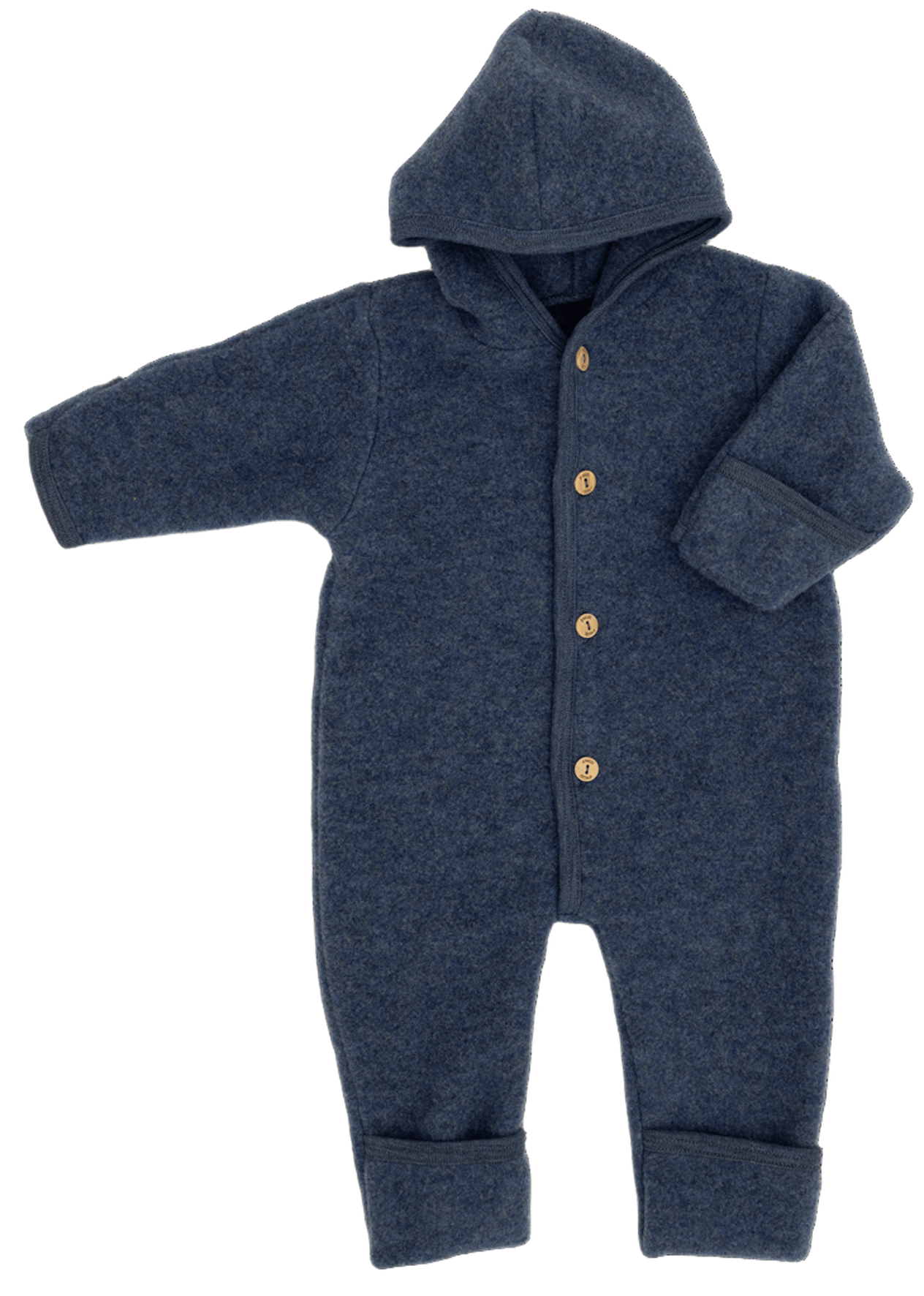 Ulldress i Ullfleece – Tykk, 100% Merino, Ubehandlet Ull | Hooded Overall, Blå Melange