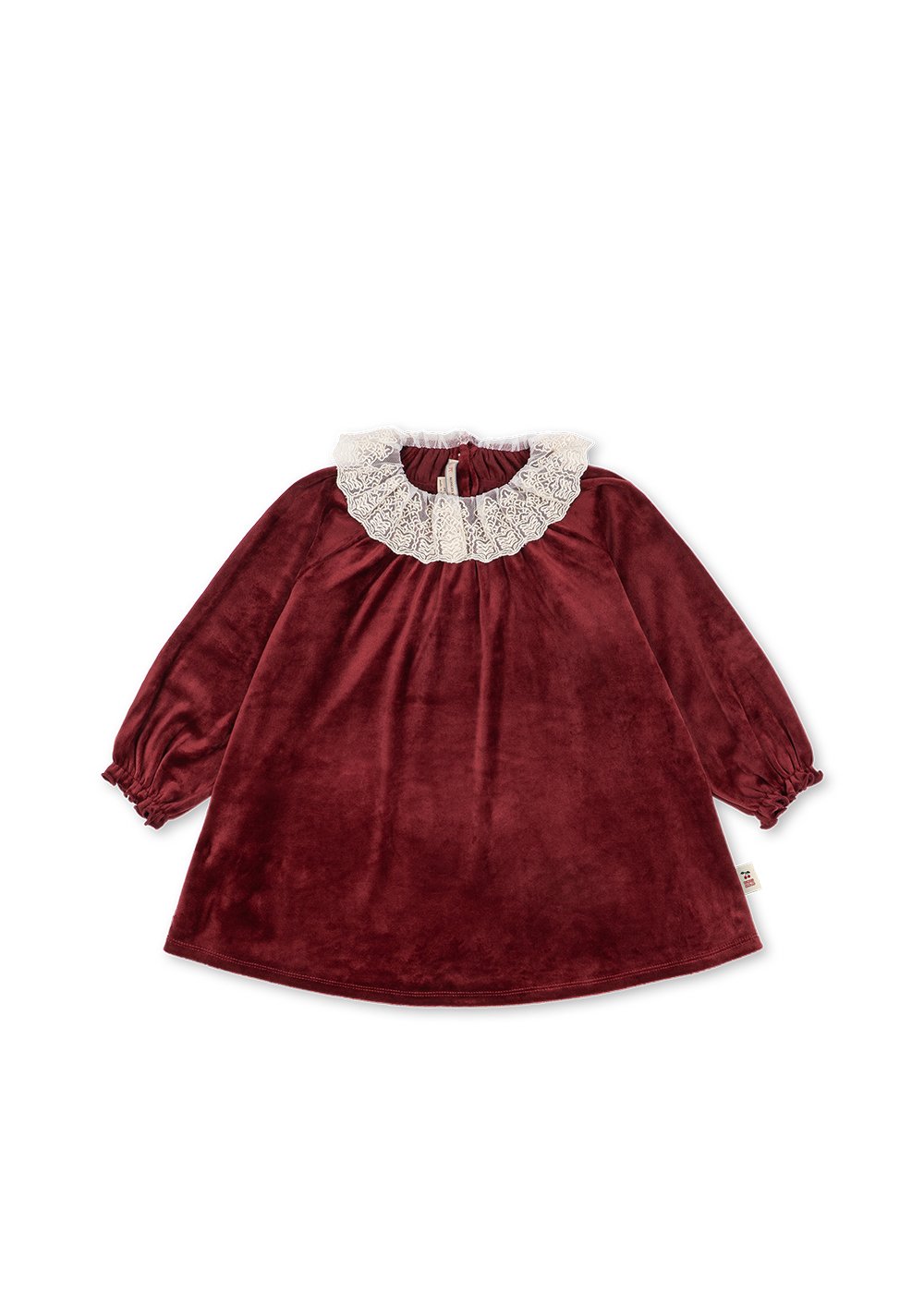 Kjole Barn med vid krage – Fløyel | Venola Dress, Rød - Red Dahlia