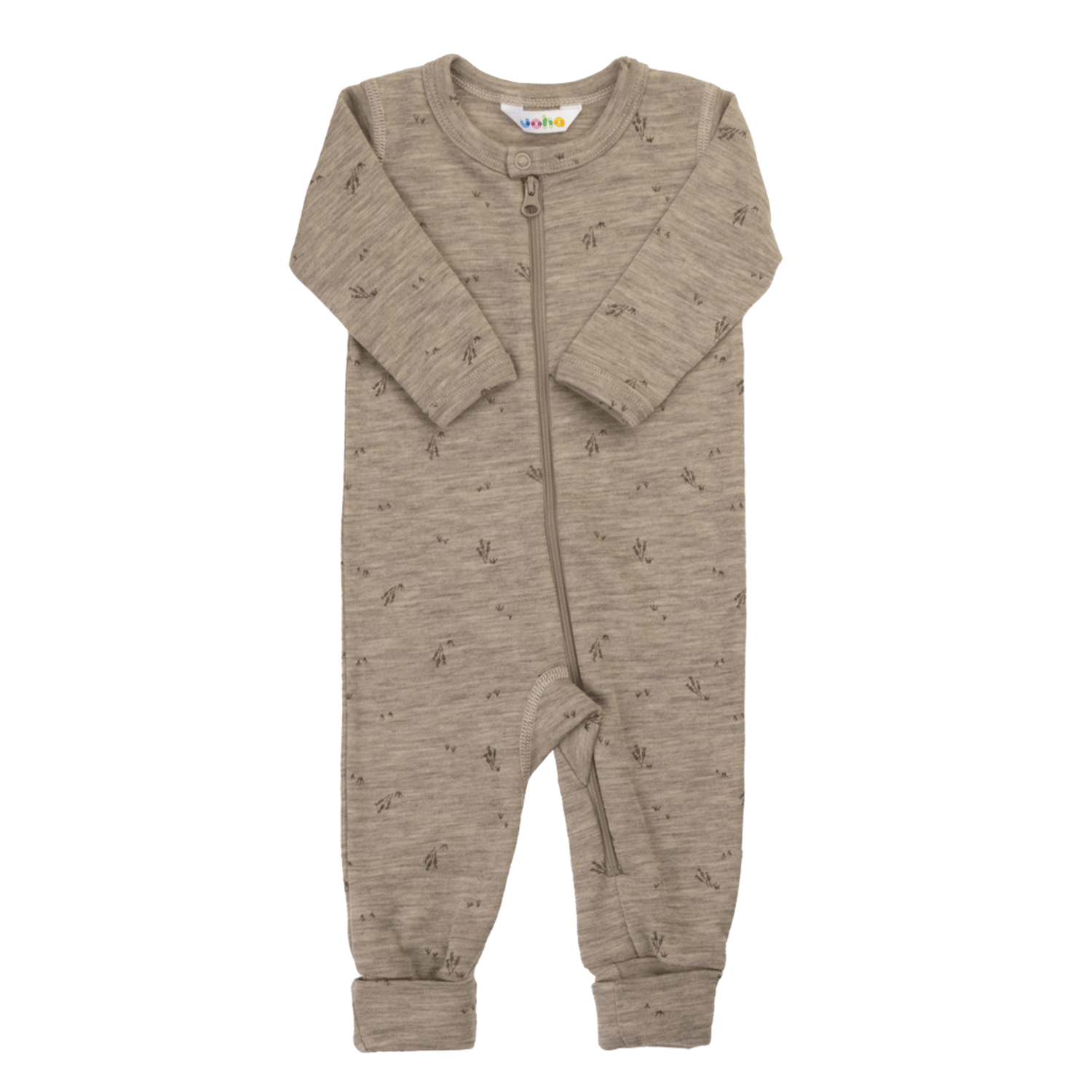Ullpysj Heldress M/ glidelås og trylleføtter – 100% Merino | Basic, Beige Melange