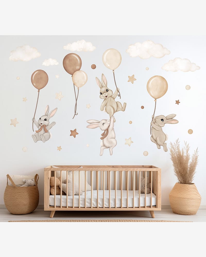 Wallstickers Kaniner med Ballonger - ØKO Veggklistremerker Barnerom | 30pk, MD00620