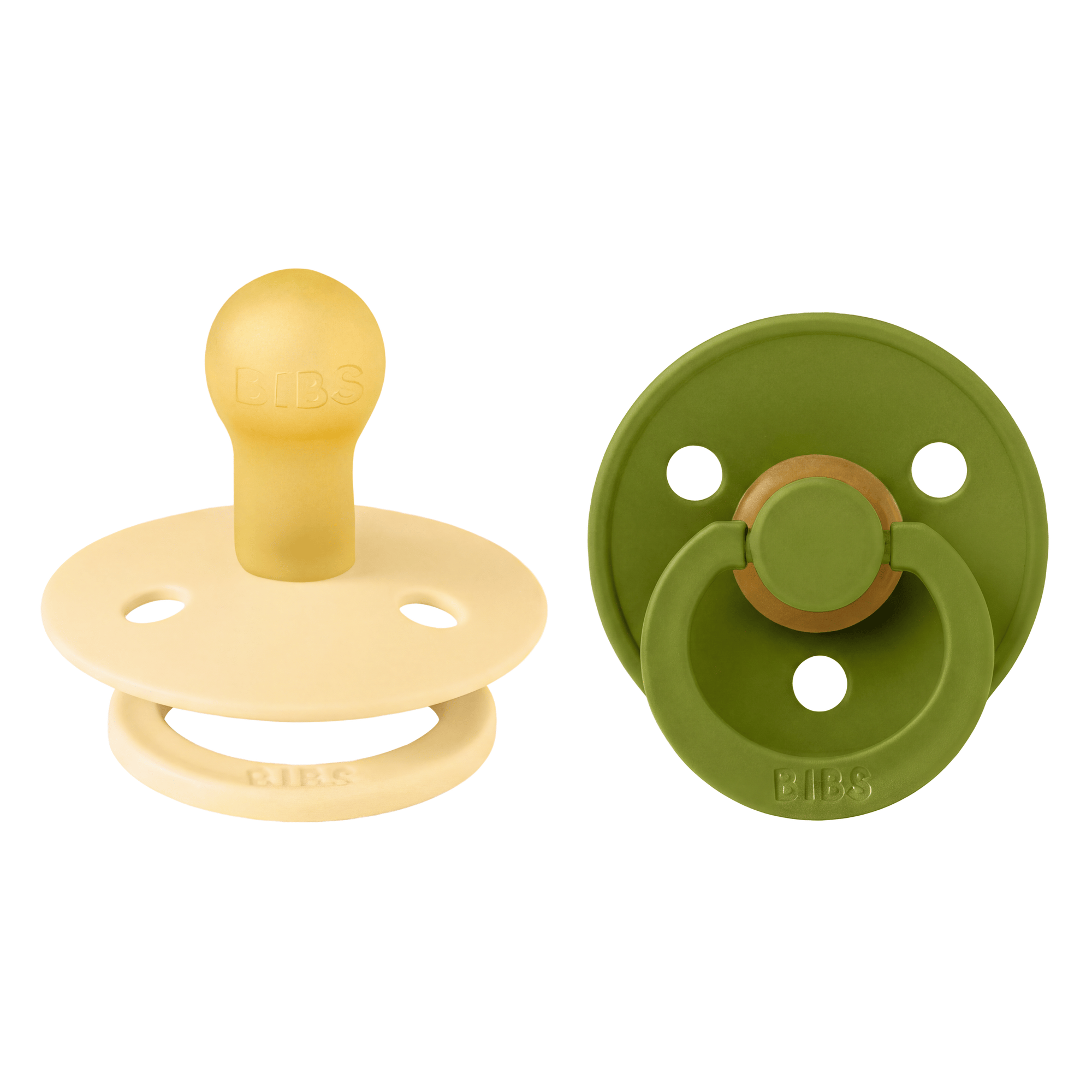 BIBS Smokk 2pk – Rund, Naturgummi, Pale Butter/Wasabi