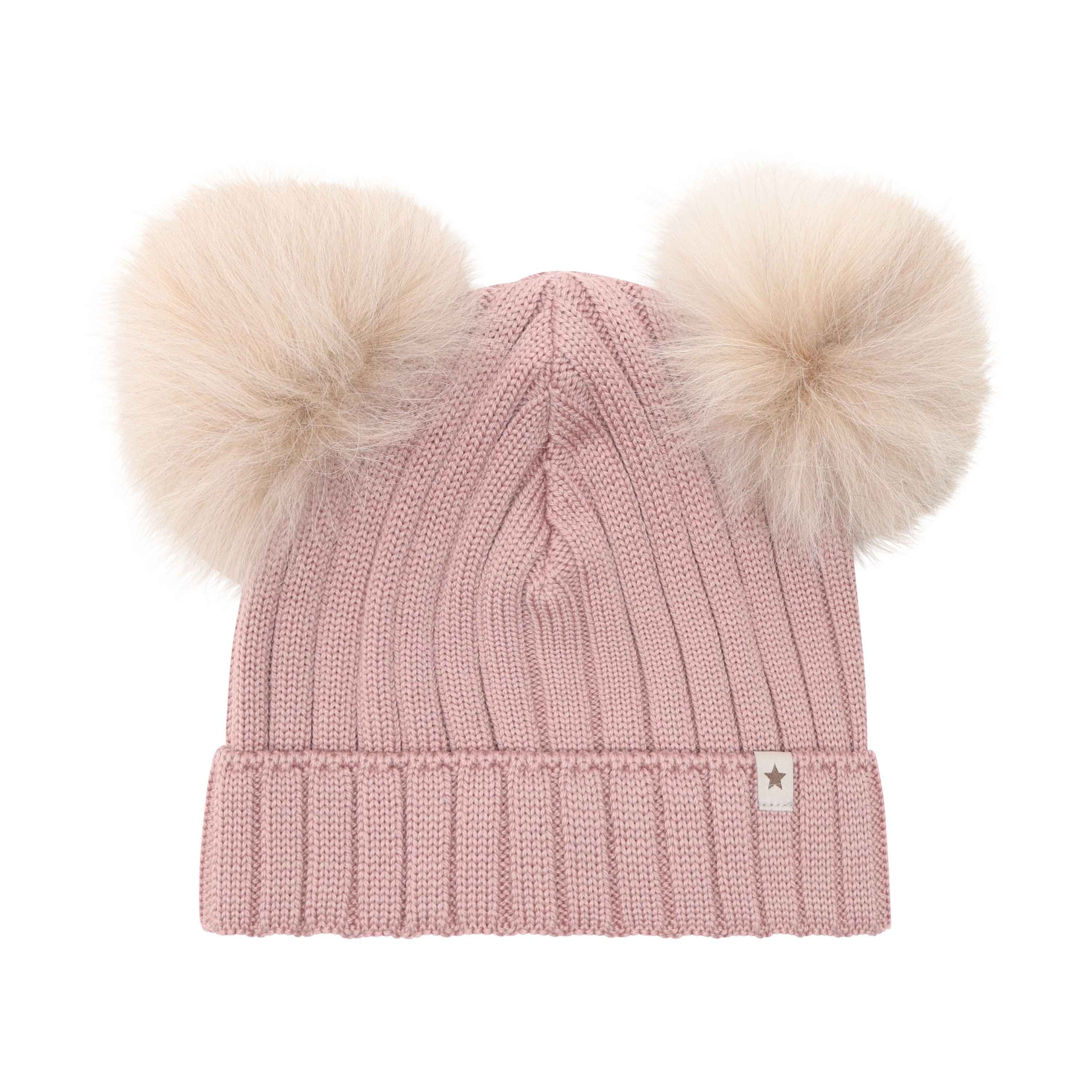 Lue med to Alpakkadusker – 100% Merinoull | Hat Knit Alpaca Pompoms, Woodrose - Rosa