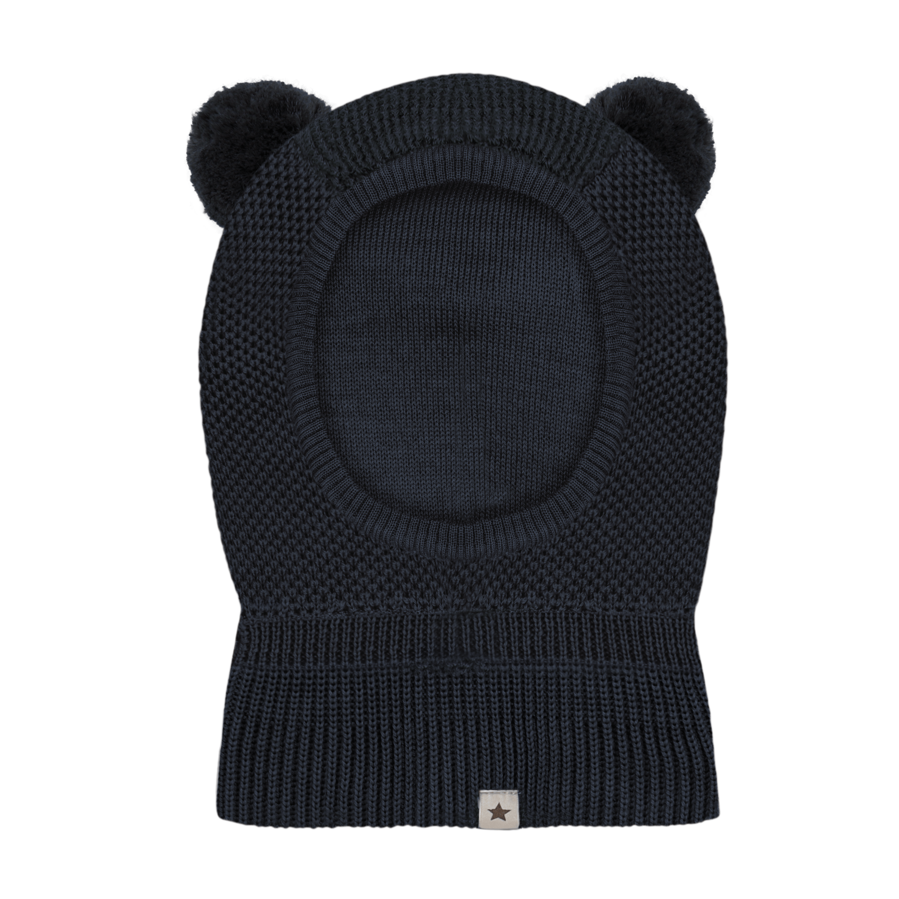 Balaclava Ull 2-Lags m/ Vindstopper | Windstopp Pompoms, Mørkeblå - Dark Navy
