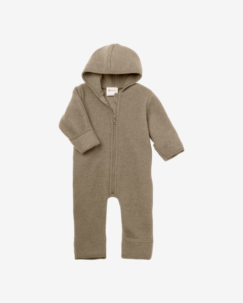 Ulldress i Ullfleece m/ Glidelås - Varm, 100% Merino - Ubehandlet Ull | Hooded Zip-Overall Baby