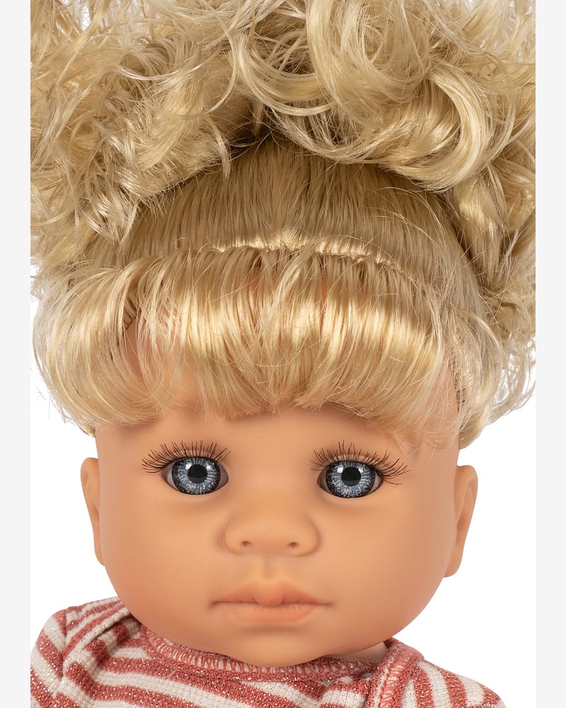 Dukke med krøllete hår og enhjørning-kosedyr - Fast Kropp, 42 cm | Noemi Unicorn Doll