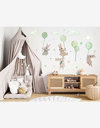 Wallstickers Kaniner med Ballonger - ØKO Veggklistremerker Barnerom | 30pk, MD00623