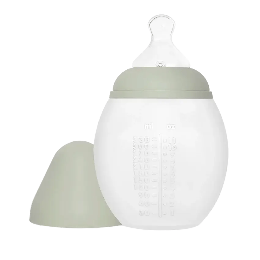 Tåteflaske i Silikon 330ml – Medium Flow | Fra 4mnd, Grønn - Wise Sage